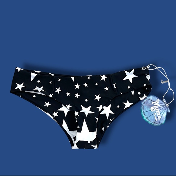 NWT Show Me Your Mumu Mermaid Black and White Stars Bikini Bottoms. Medium ๐ - Picture 2 of 9